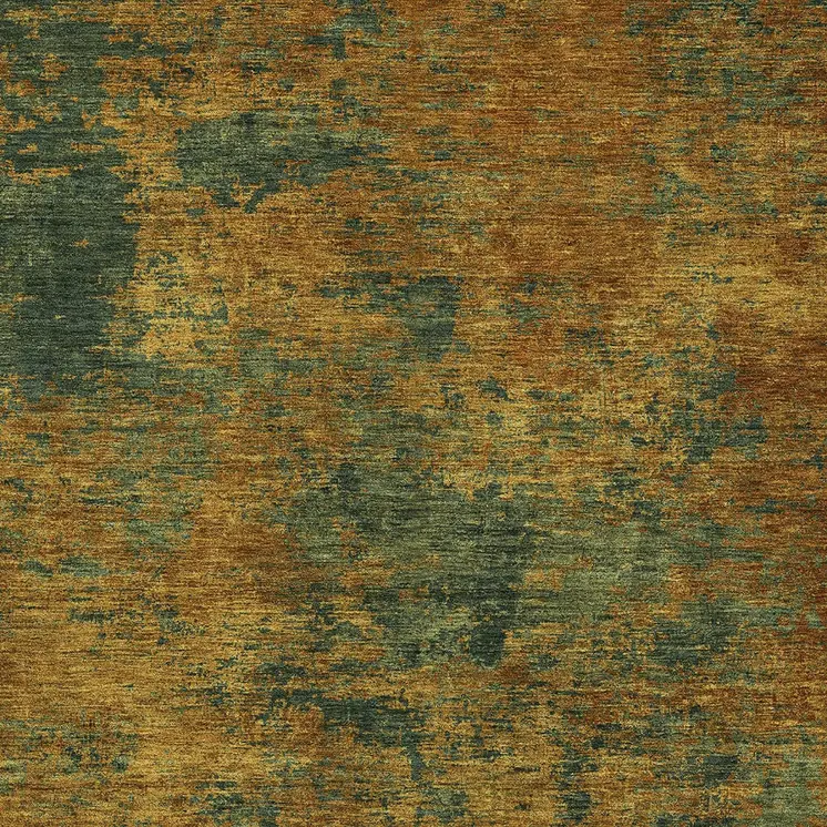 5' X 8' Copper And Green Abstract Washable Indoor Outdoor Area Rug
