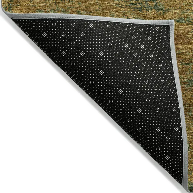 9' X 12' Copper And Green Abstract Washable Indoor Outdoor Area Rug