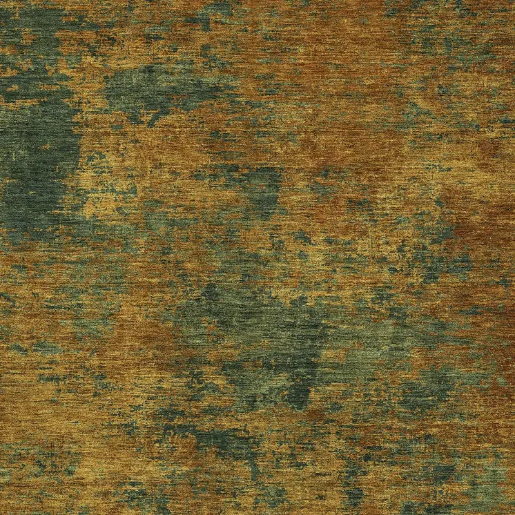 9' X 12' Copper And Green Abstract Washable Indoor Outdoor Area Rug