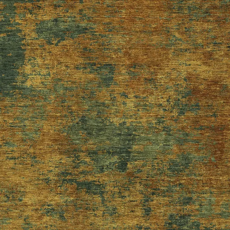 10' X 14' Copper And Green Abstract Washable Indoor Outdoor Area Rug