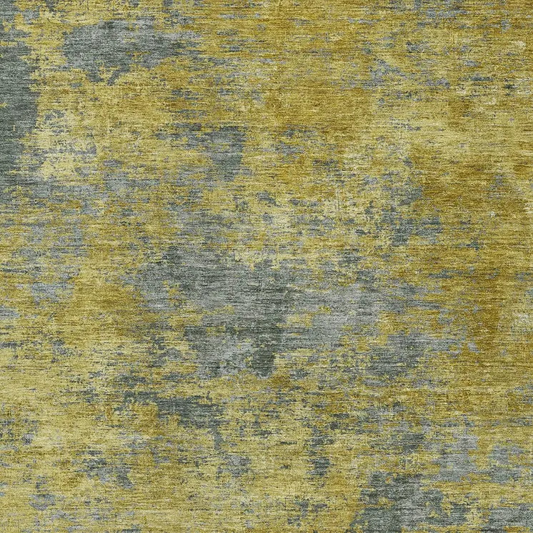5' X 8' Gold Green And Gray Abstract Washable Indoor Outdoor Area Rug