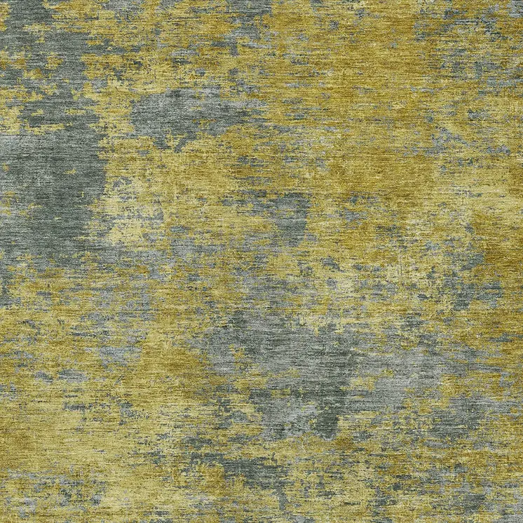 9' X 12' Gold Green And Gray Abstract Washable Indoor Outdoor Area Rug