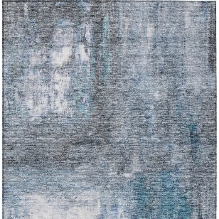 8' X 10' Blue Gray And Ivory Abstract Washable Indoor Outdoor Area Rug