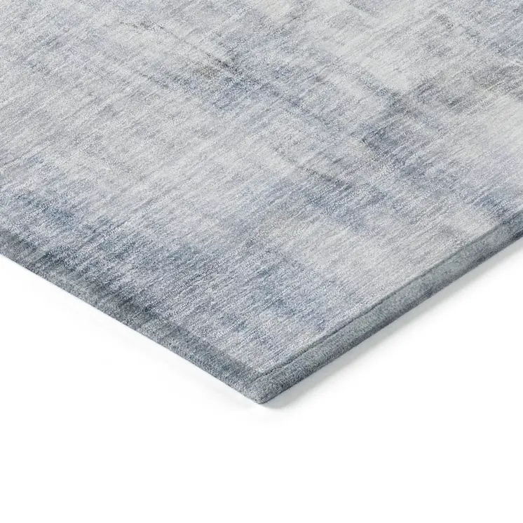 8' X 10' Blue Gray And Ivory Abstract Washable Indoor Outdoor Area Rug