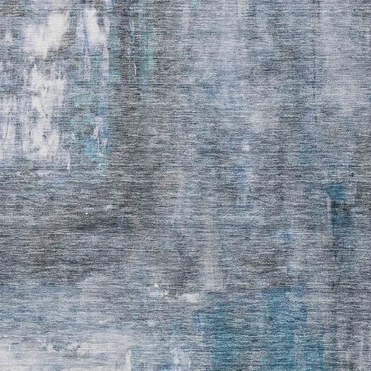 9' X 12' Blue Gray And Ivory Abstract Washable Indoor Outdoor Area Rug