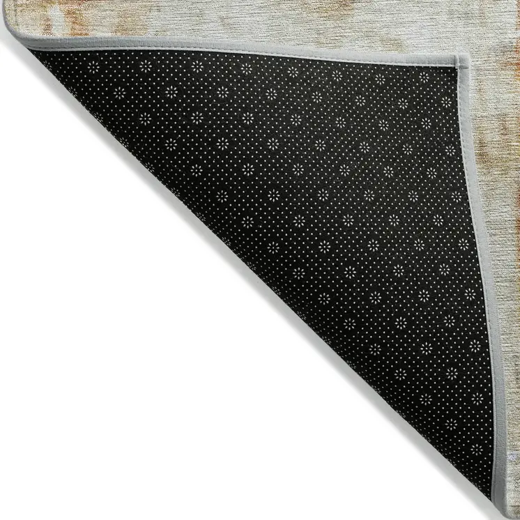 10' X 14' Copper Ivory And Brown Abstract Washable Indoor Outdoor Area Rug