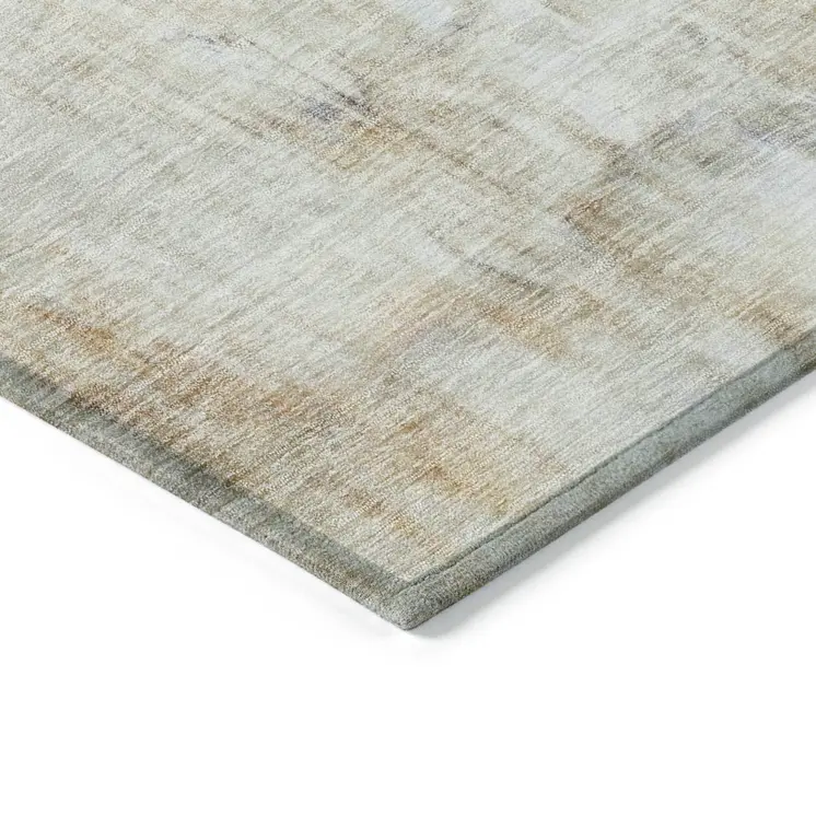 10' X 14' Copper Ivory And Brown Abstract Washable Indoor Outdoor Area Rug