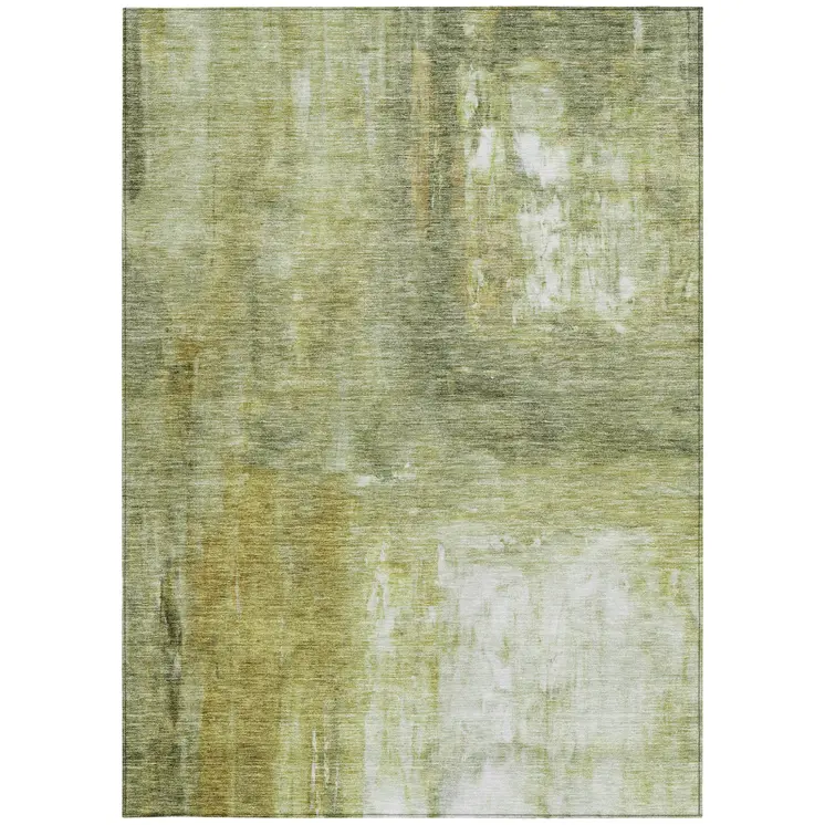 10' X 14' Sage Ivory And Brown Abstract Washable Indoor Outdoor Area Rug