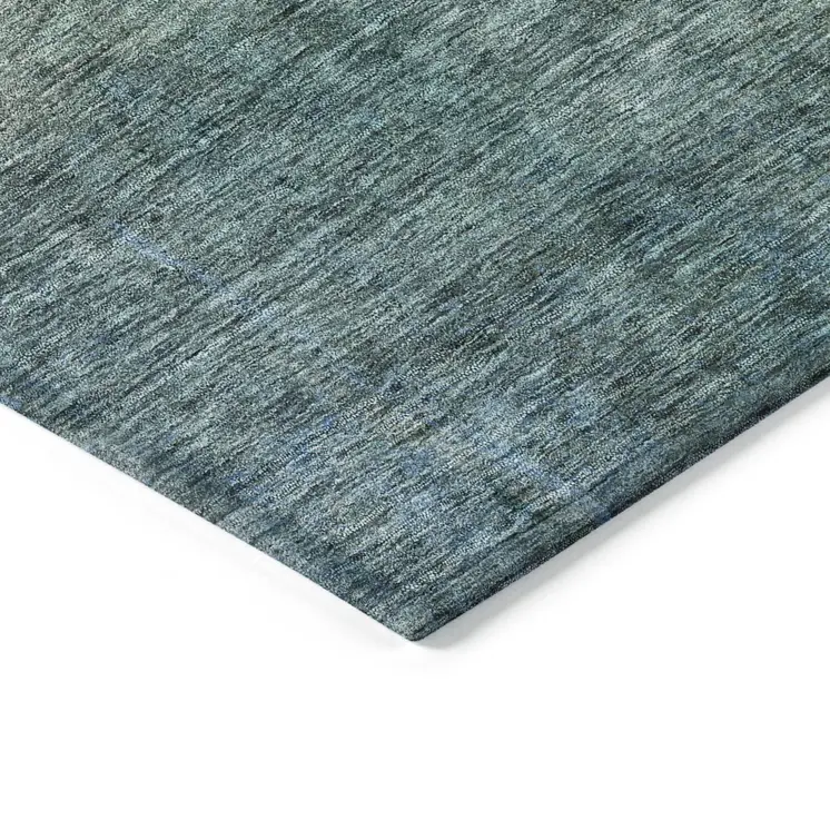 8' Blue Gold And Green Round Abstract Washable Indoor Outdoor Area Rug