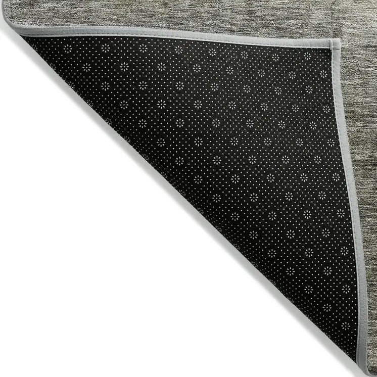 8' Taupe Gray And Black Round Abstract Washable Indoor Outdoor Area Rug