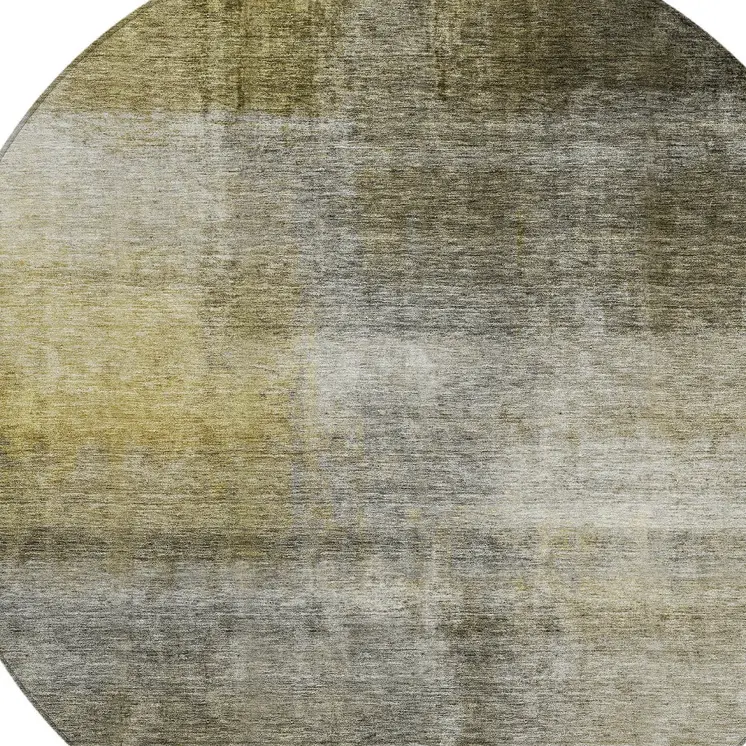 8' Taupe Gray And Black Round Abstract Washable Indoor Outdoor Area Rug
