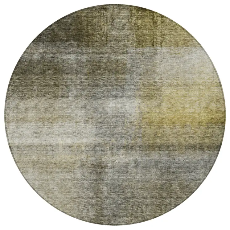 8' Taupe Gray And Black Round Abstract Washable Indoor Outdoor Area Rug