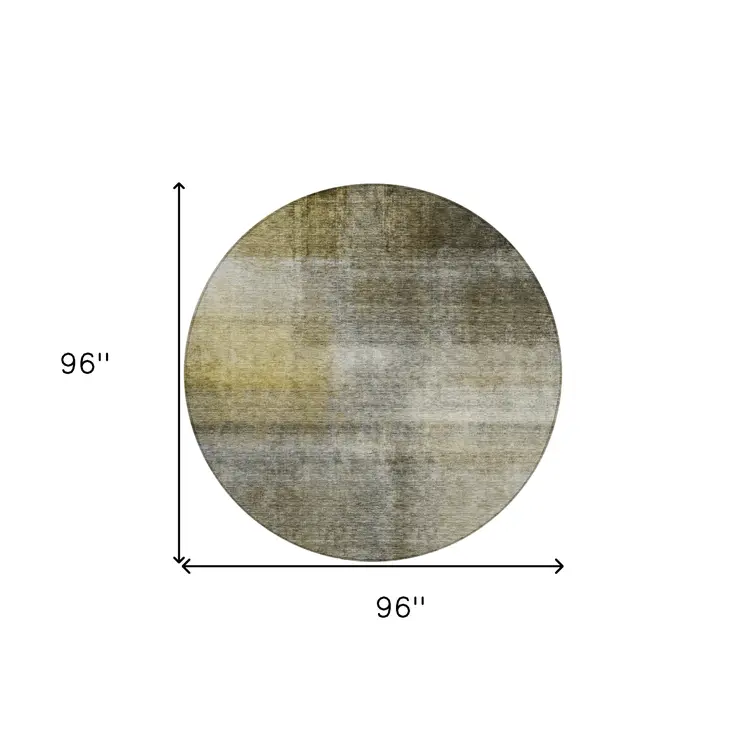 8' Taupe Gray And Black Round Abstract Washable Indoor Outdoor Area Rug