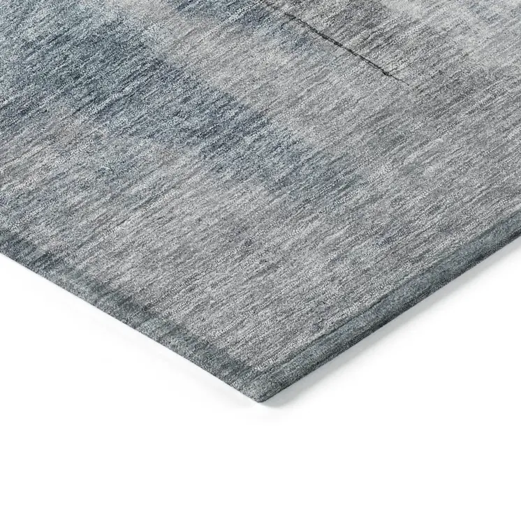 5' X 8' Blue Gray And Black Abstract Washable Indoor Outdoor Area Rug