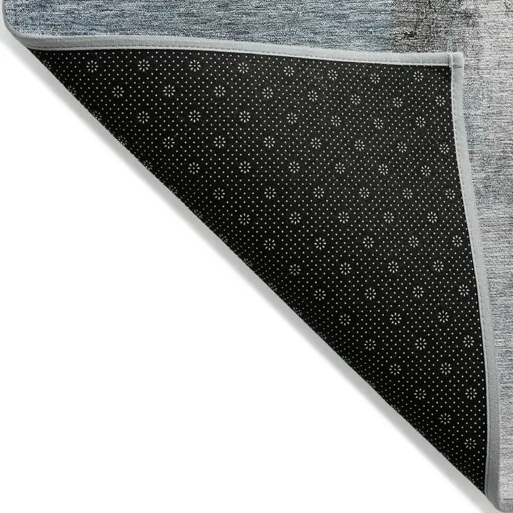 8' X 10' Blue Gray And Black Abstract Washable Indoor Outdoor Area Rug