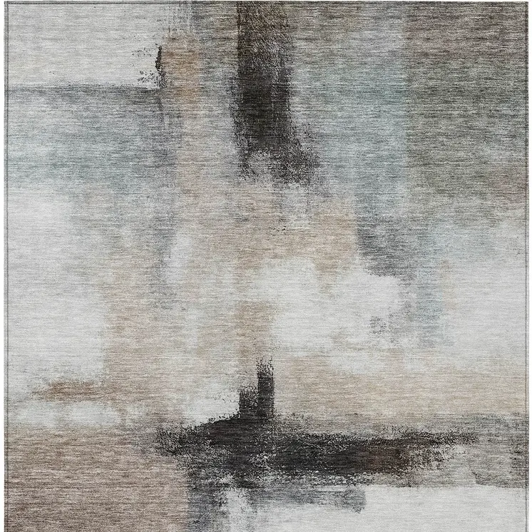 3' X 5' Brown Black And Gray Abstract Washable Indoor Outdoor Area Rug