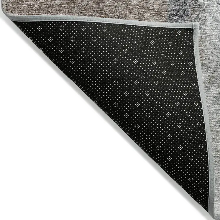 5' X 8' Brown Black And Gray Abstract Washable Indoor Outdoor Area Rug