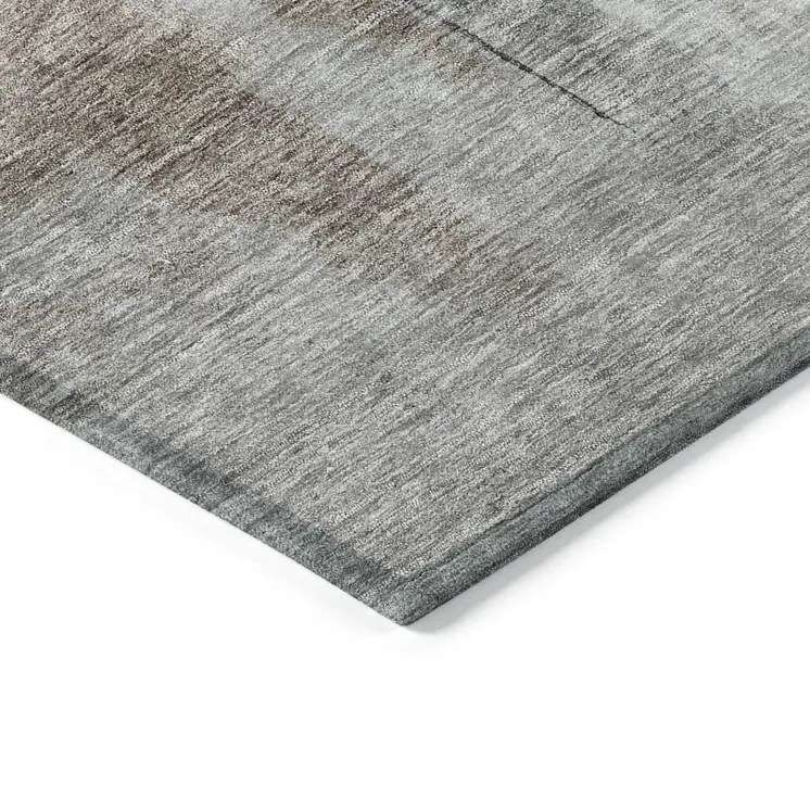 5' X 8' Brown Black And Gray Abstract Washable Indoor Outdoor Area Rug
