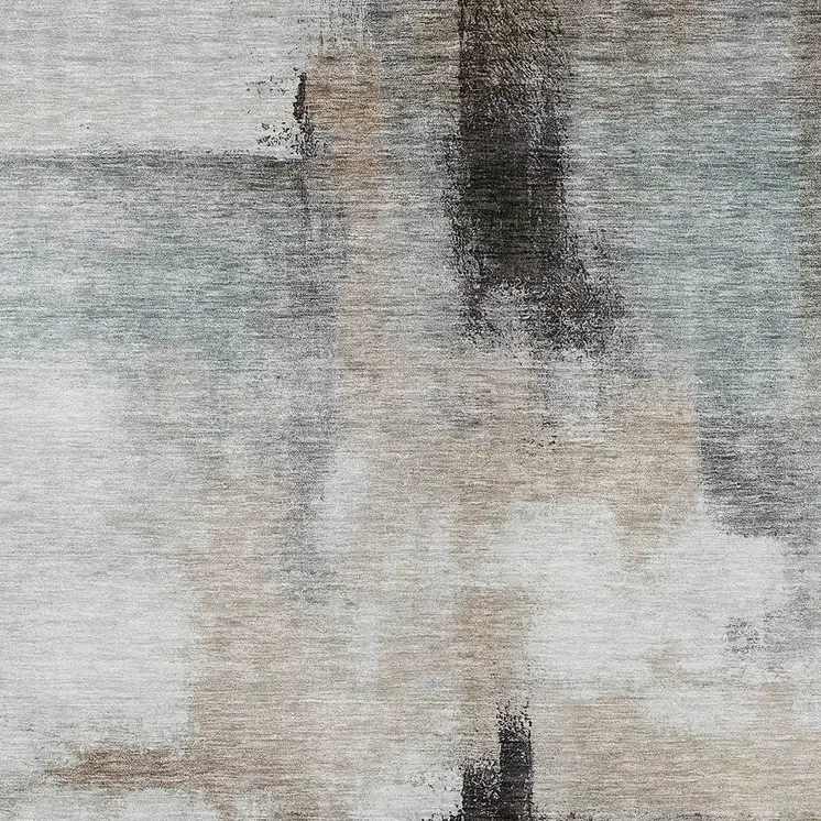 8' X 10' Brown Black And Gray Abstract Washable Indoor Outdoor Area Rug