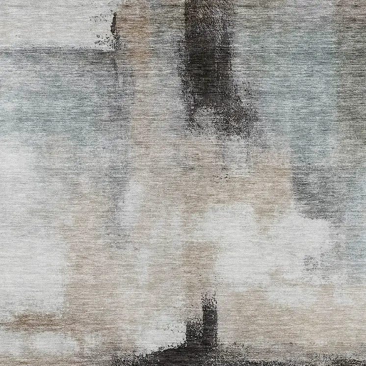 9' X 12' Brown Black And Gray Abstract Washable Indoor Outdoor Area Rug