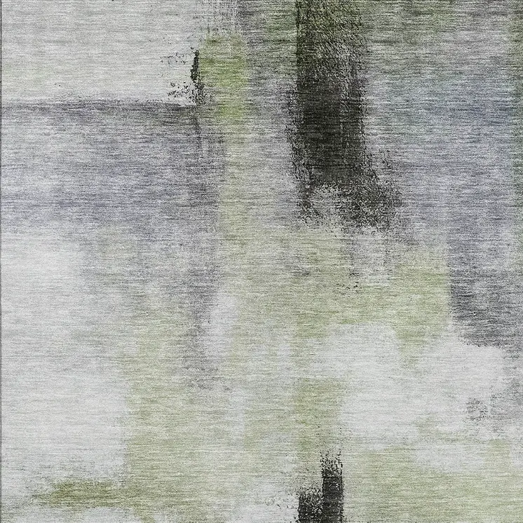 8' X 10' Sage Black And Gray Abstract Washable Indoor Outdoor Area Rug