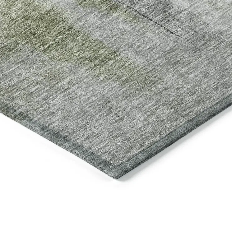 10' X 14' Sage Black And Gray Abstract Washable Indoor Outdoor Area Rug