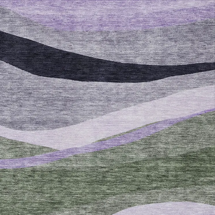 3' X 5' Artichoke Green Green And Black Abstract Washable Indoor Outdoor Area Rug