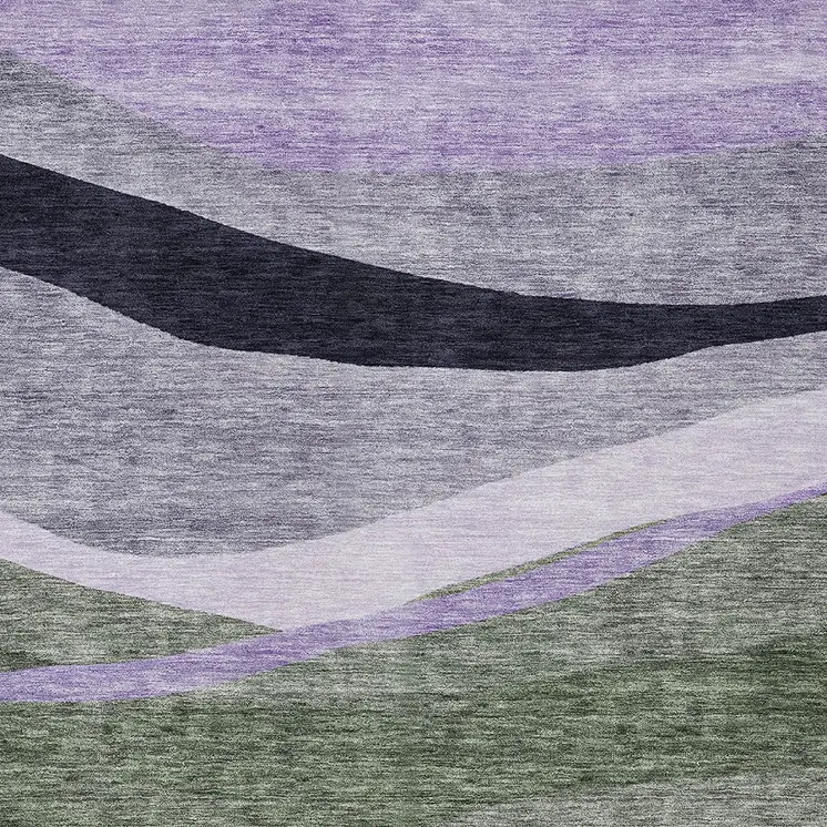8' X 10' Artichoke Green Green And Black Abstract Washable Indoor Outdoor Area Rug