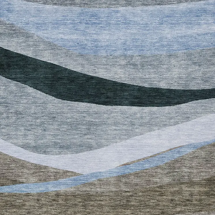 10' X 14' Brown Blue And Gray Abstract Washable Indoor Outdoor Area Rug