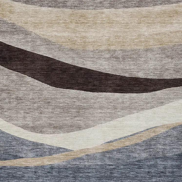 8' X 10' Blue Brown And Beige Abstract Washable Indoor Outdoor Area Rug