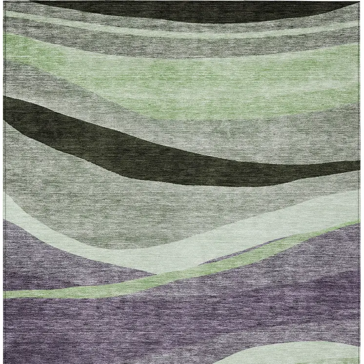 8' X 10' Purple And Green Abstract Washable Indoor Outdoor Area Rug