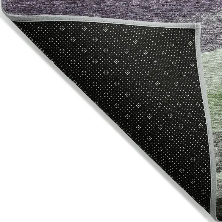8' X 10' Purple And Green Abstract Washable Indoor Outdoor Area Rug