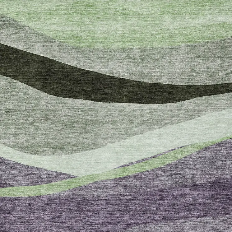 8' X 10' Purple And Green Abstract Washable Indoor Outdoor Area Rug
