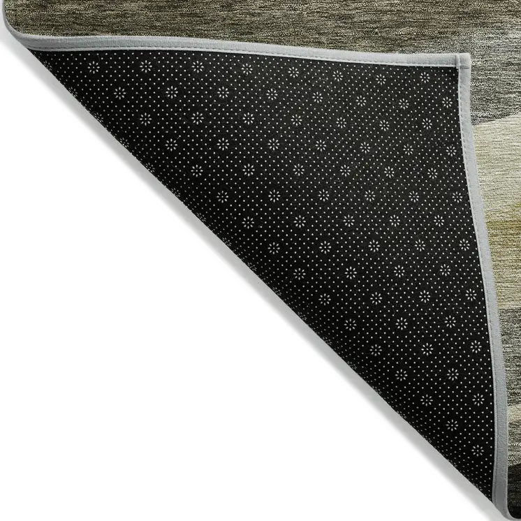 5' X 8' Taupe Gray And Black Abstract Washable Indoor Outdoor Area Rug