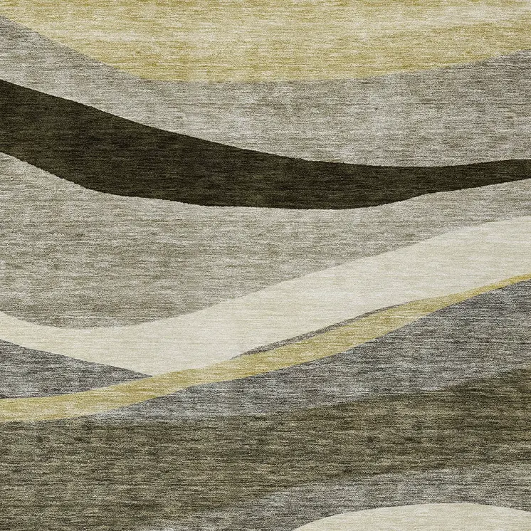 5' X 8' Taupe Gray And Black Abstract Washable Indoor Outdoor Area Rug