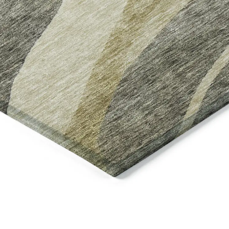 8' X 10' Taupe Gray And Black Abstract Washable Indoor Outdoor Area Rug