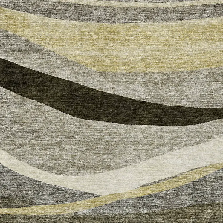 8' X 10' Taupe Gray And Black Abstract Washable Indoor Outdoor Area Rug