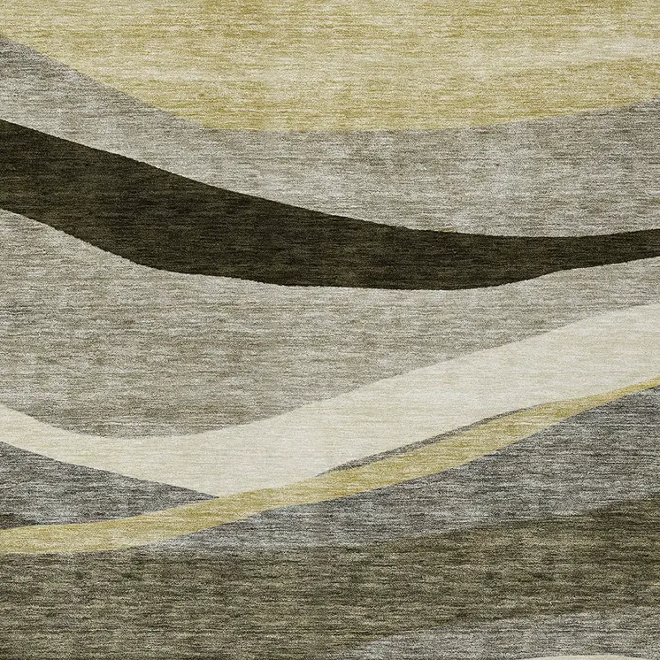 9' X 12' Taupe Gray And Black Abstract Washable Indoor Outdoor Area Rug