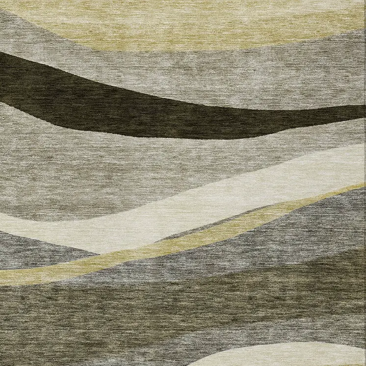 10' X 14' Taupe Gray And Black Abstract Washable Indoor Outdoor Area Rug