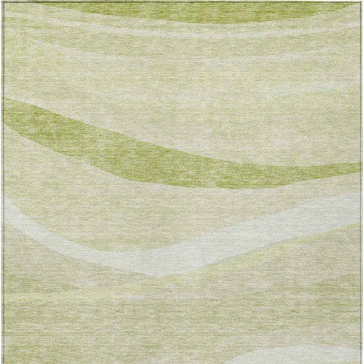 3' X 5' Artichoke Green And Ivory Abstract Washable Indoor Outdoor Area Rug