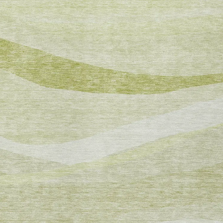 3' X 5' Artichoke Green And Ivory Abstract Washable Indoor Outdoor Area Rug