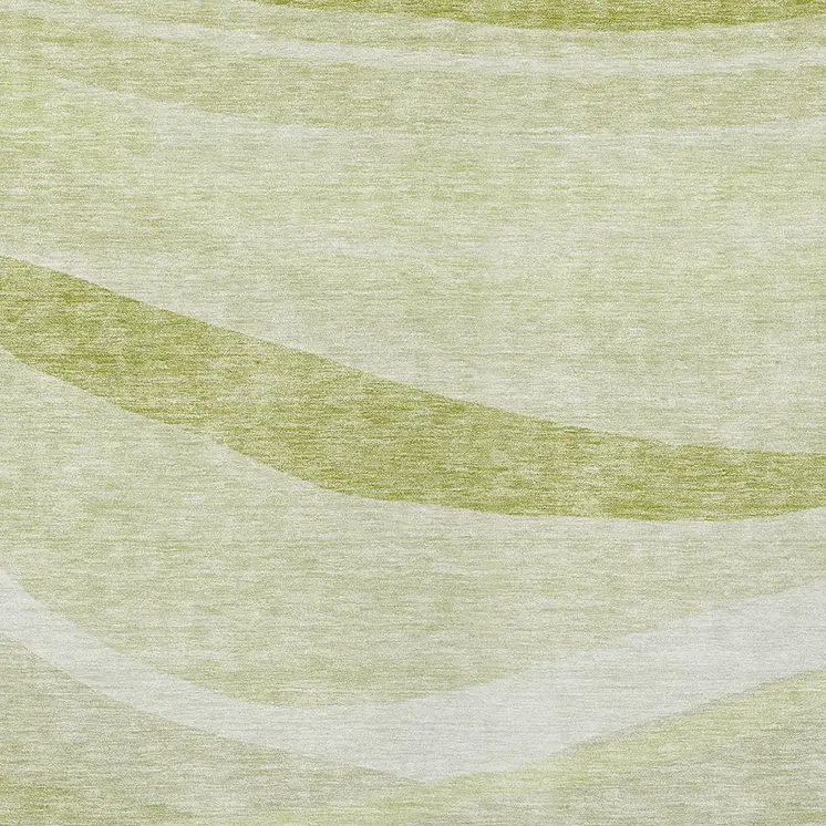 5' X 8' Artichoke Green And Ivory Abstract Washable Indoor Outdoor Area Rug