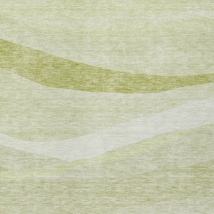 8' X 10' Artichoke Green And Ivory Abstract Washable Indoor Outdoor Area Rug