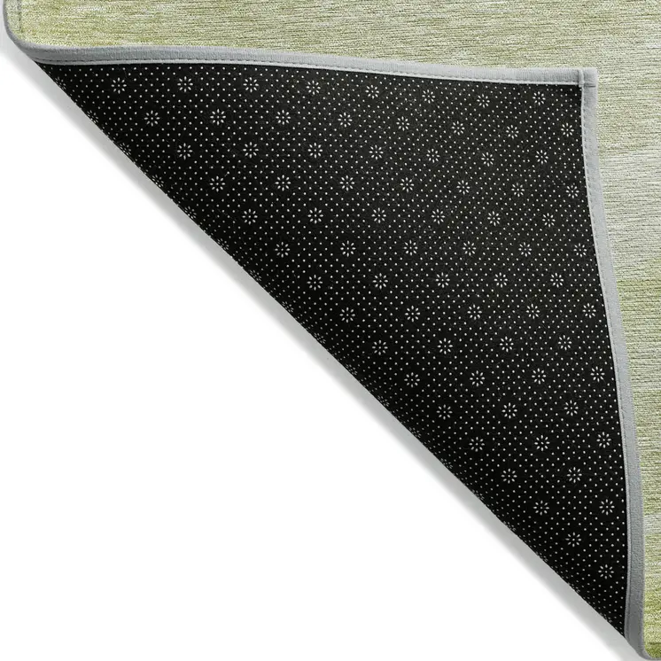 9' X 12' Artichoke Green And Ivory Abstract Washable Indoor Outdoor Area Rug