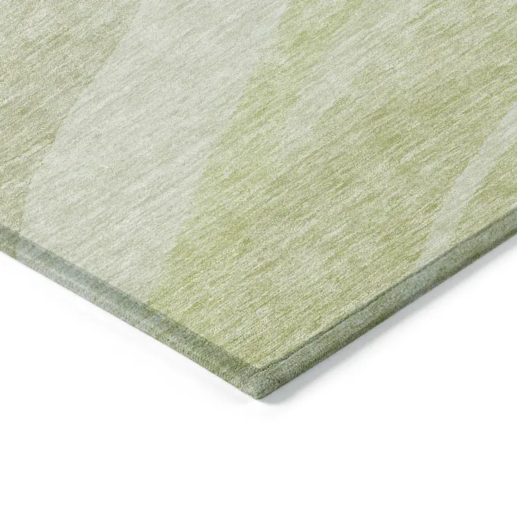 9' X 12' Artichoke Green And Ivory Abstract Washable Indoor Outdoor Area Rug