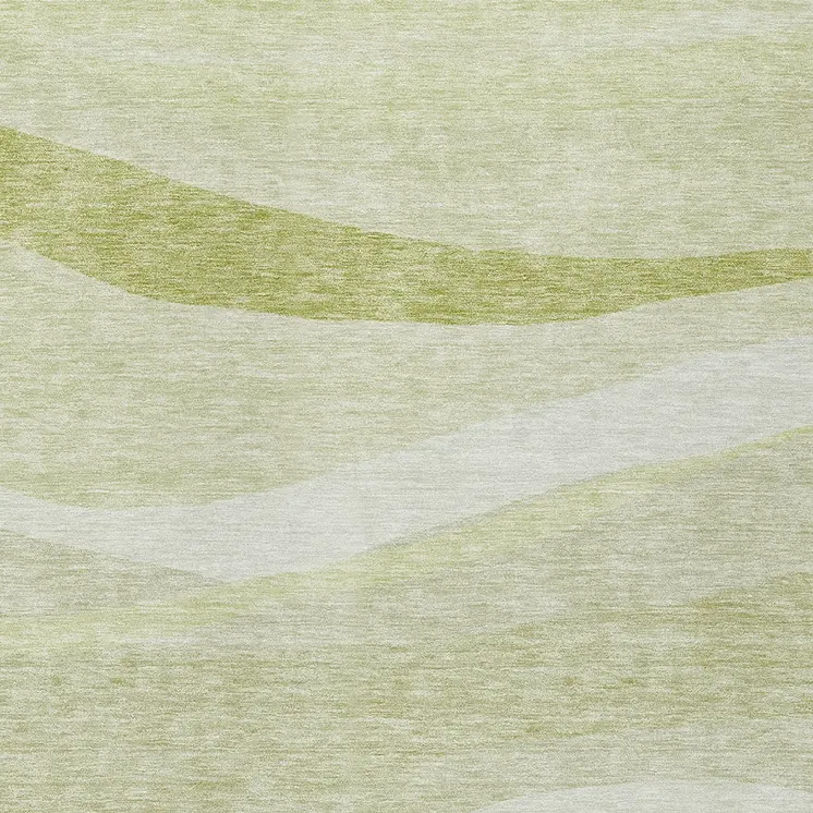 9' X 12' Artichoke Green And Ivory Abstract Washable Indoor Outdoor Area Rug