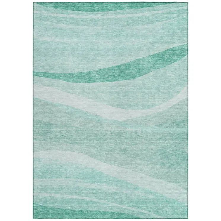 5' X 8' Aqua And Sky Blue Abstract Washable Indoor Outdoor Area Rug