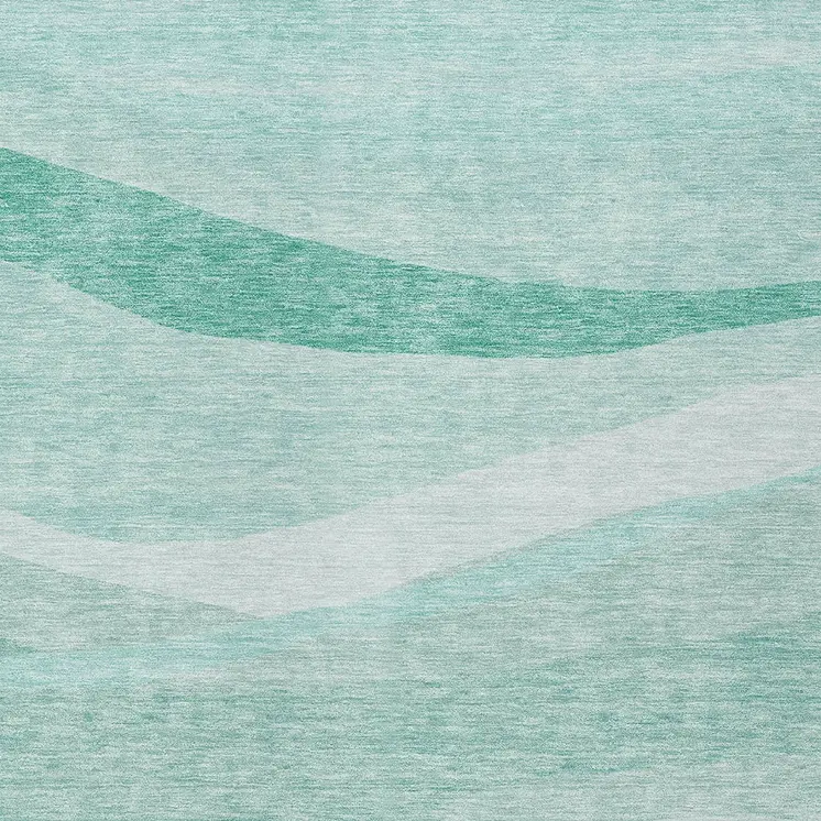 5' X 8' Aqua And Sky Blue Abstract Washable Indoor Outdoor Area Rug