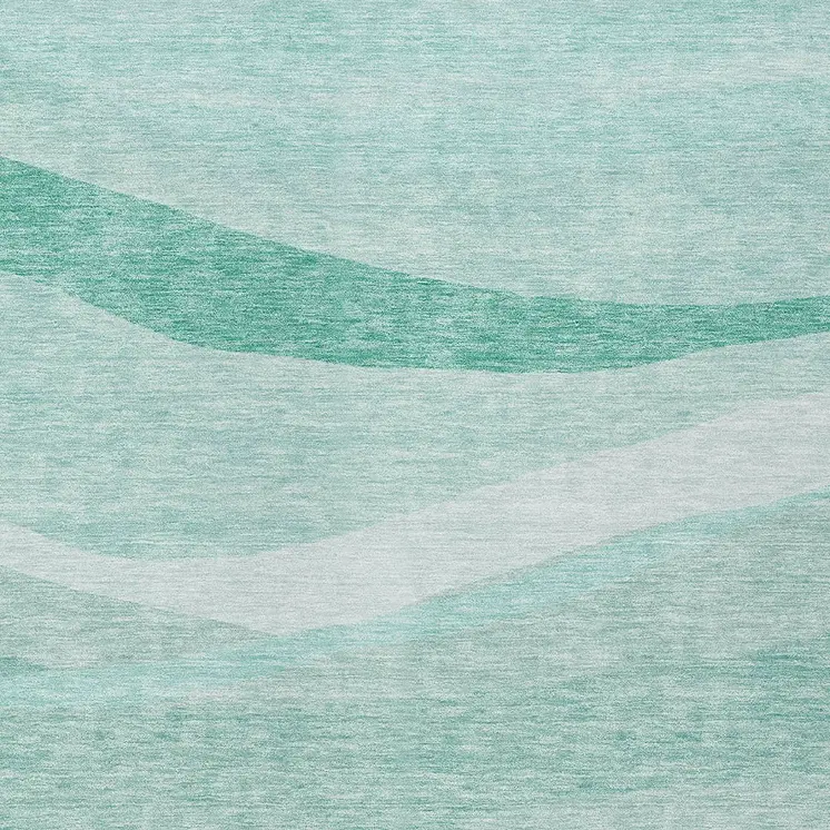 9' X 12' Aqua And Sky Blue Abstract Washable Indoor Outdoor Area Rug