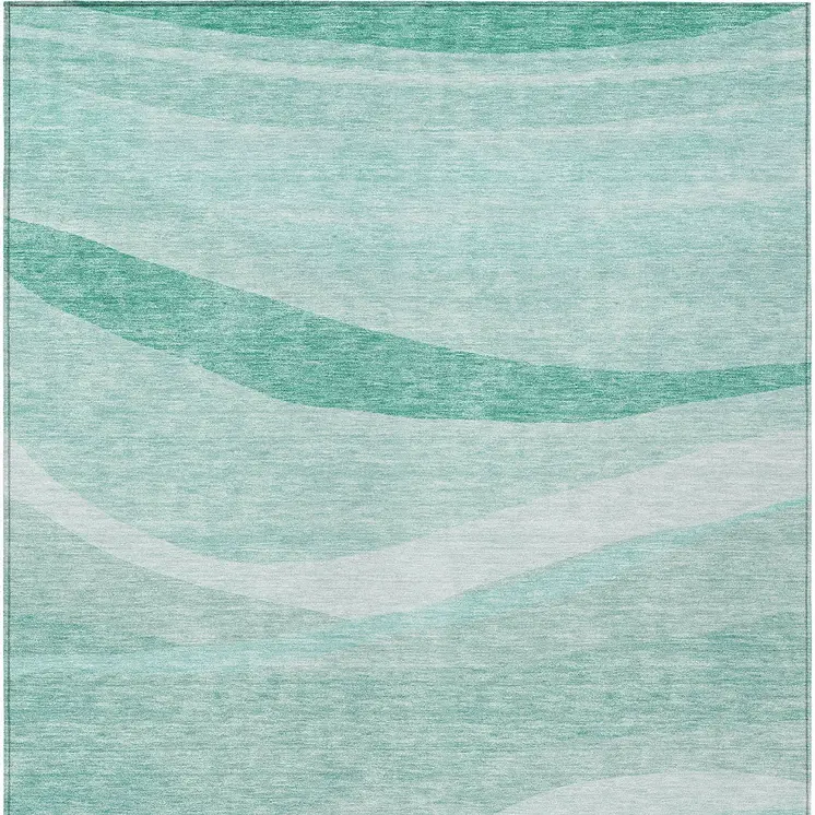 10' X 14' Aqua And Sky Blue Abstract Washable Indoor Outdoor Area Rug